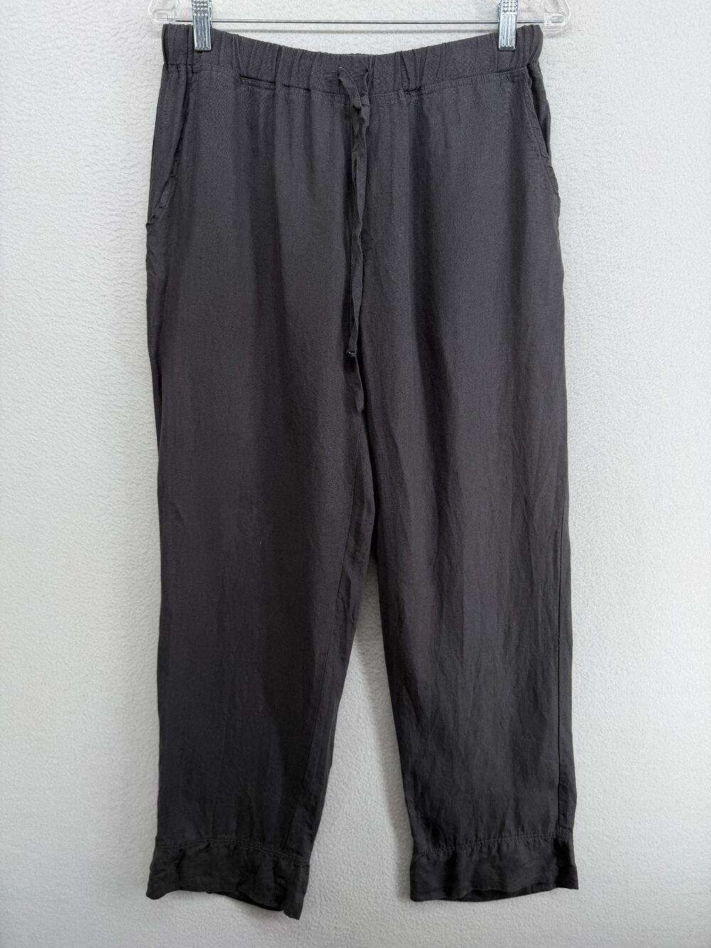 PARACHUTE Pants S Linen Woven Lounge Full Length Straight Drawstring Gray